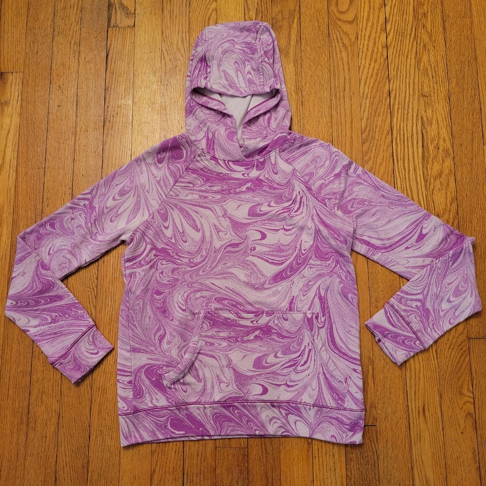 Athleta Purple Swirl Hoodie Pullover Sweatshirt XL 14 GIRL IN YOUR ELEMENT 2.0
